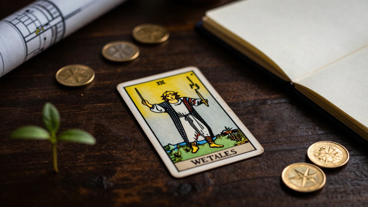Carta de tarot invertida con elementos que simbolizan el potencial estancado y la planificación fallida.